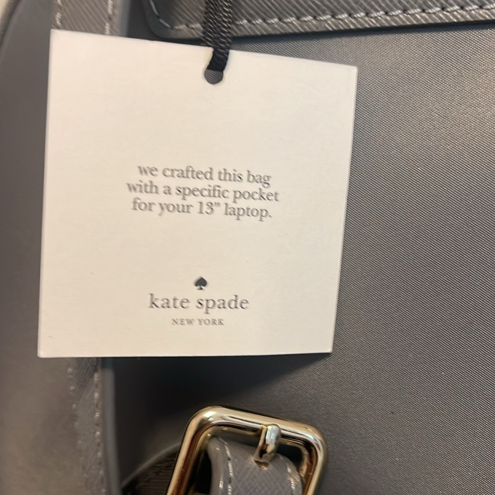 Kate Spade Gray Backpack Laptop Bag Bradley Wilson Road Smokey Pearl Brand New - Picture 5 of 17